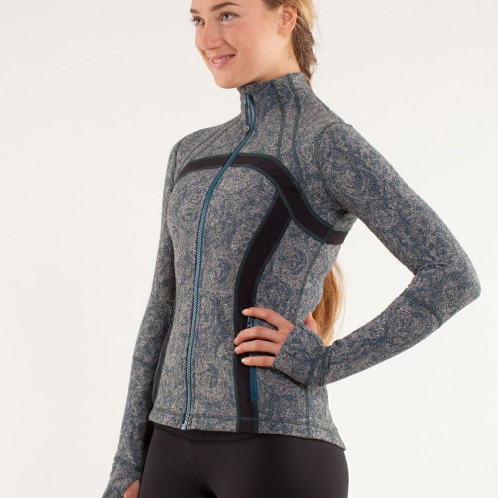Lululemon Define Jacket Brushed Alberta Lake Teal Rose Herringbone Sz 2